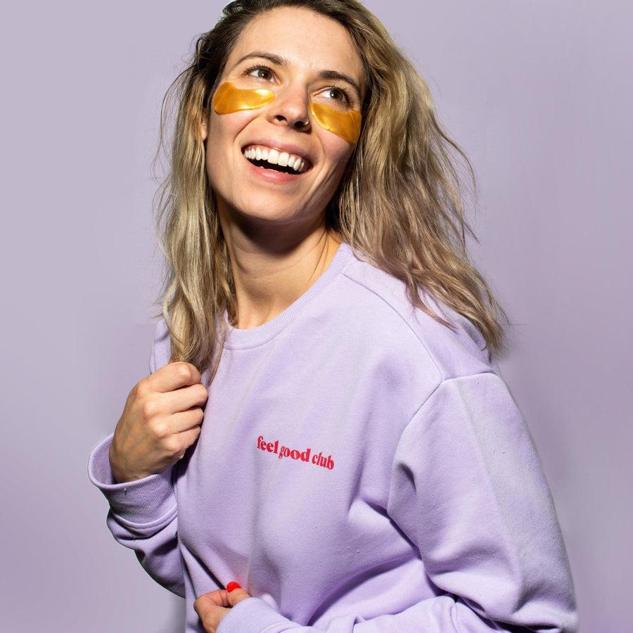 feel-good club lilac crewneck sweater
