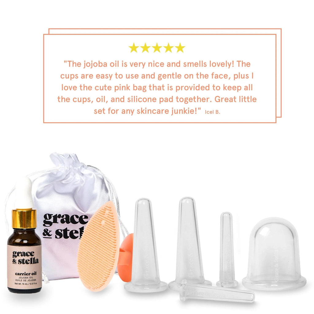 facial cupping massage set with jojoba oil