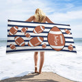Custom Name Black White Stripe Rugby Men Beach Towel