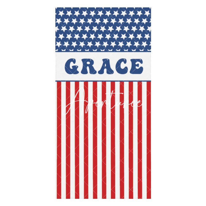 Custom Name Usa Flag Beach Towel For Holiday Gifts