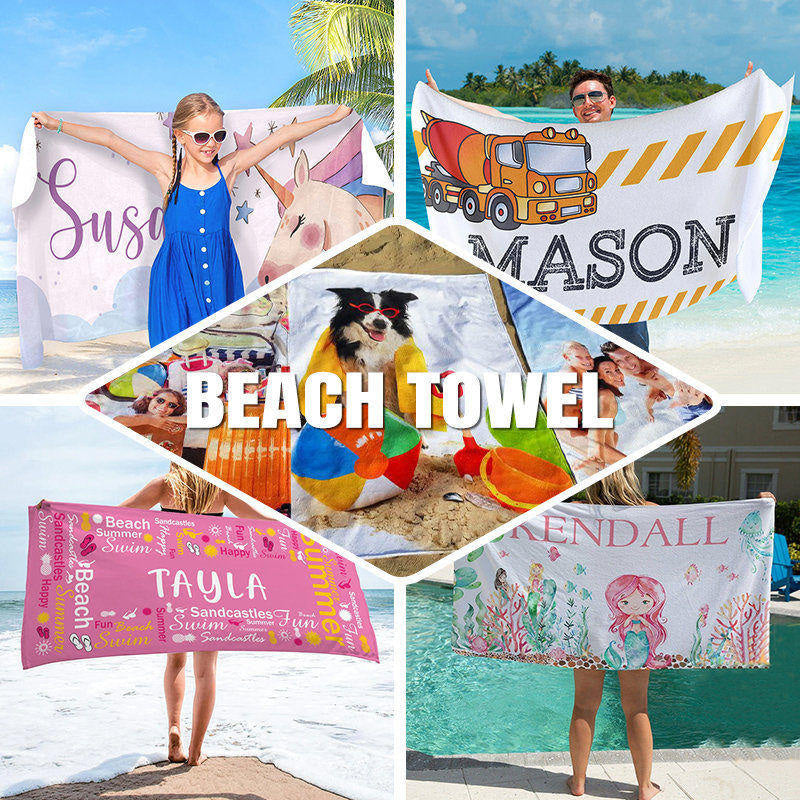 Here Comes The Sun Boho Name Beach Towel For Gift