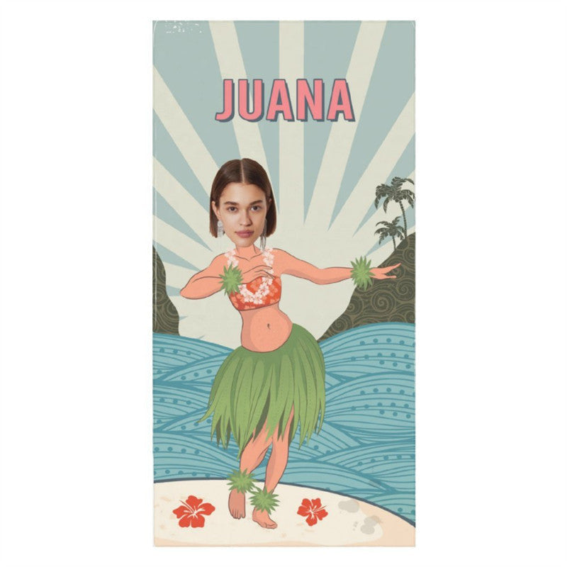 Luau Hawaiian Theme Custom Name Photo Beach Towel