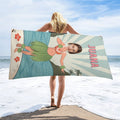 Luau Hawaiian Theme Custom Name Photo Beach Towel