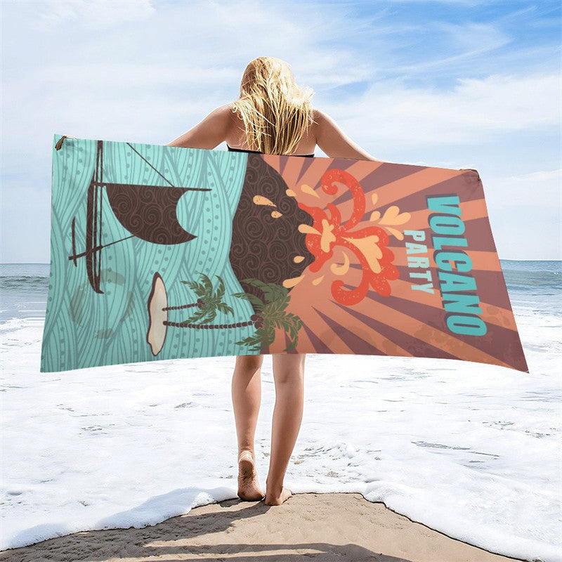 Luau Hawaiian Theme Custom Name Photo Beach Towel