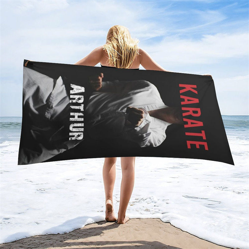Personalized Name Taekwondo Martial Arts Beach Towel