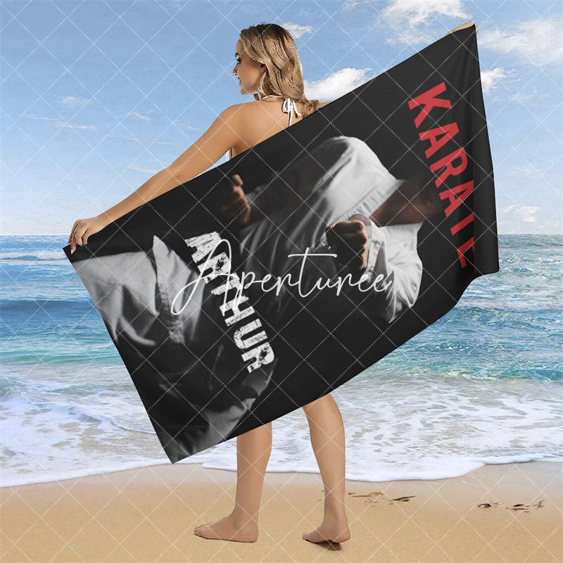 Personalized Name Taekwondo Martial Arts Beach Towel