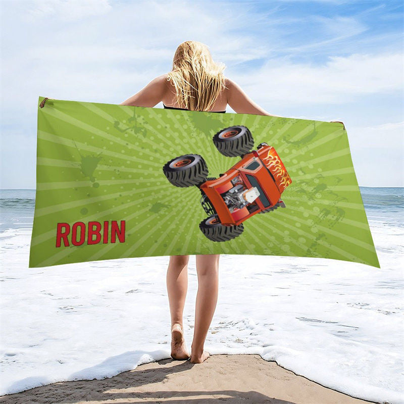 Personalized Name Various Racing Cars Beach Towel