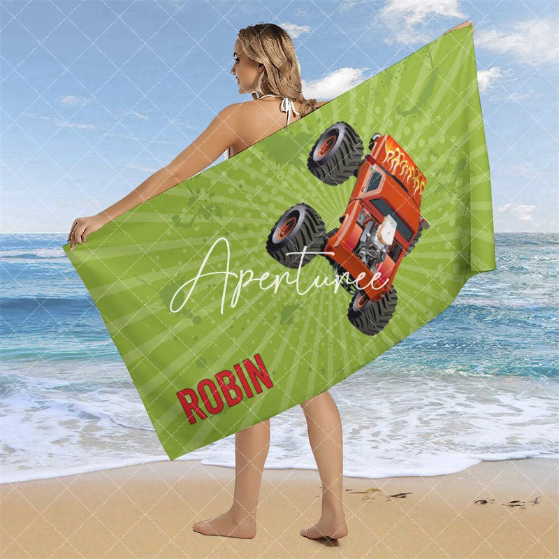 Personalized Name Various Racing Cars Beach Towel