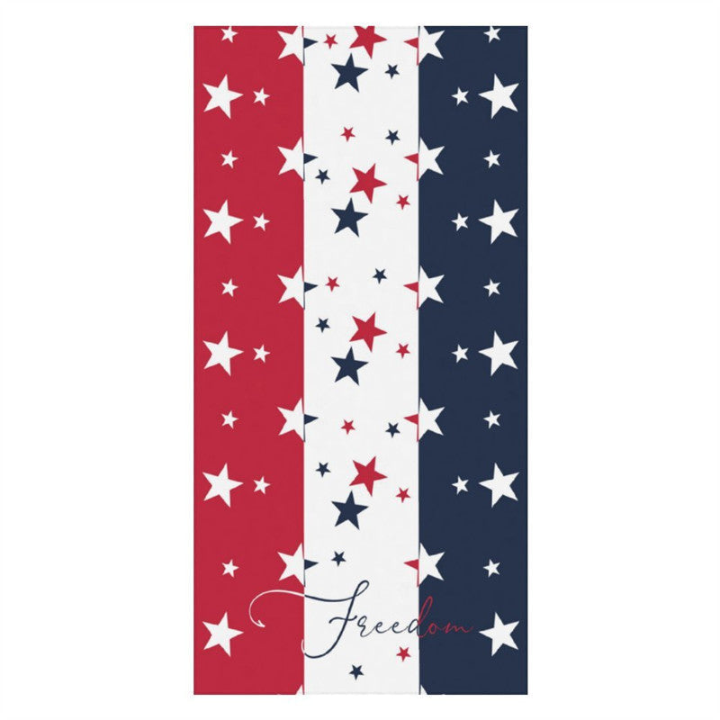 Red White Blue American Stars Custom Name Beach Towel